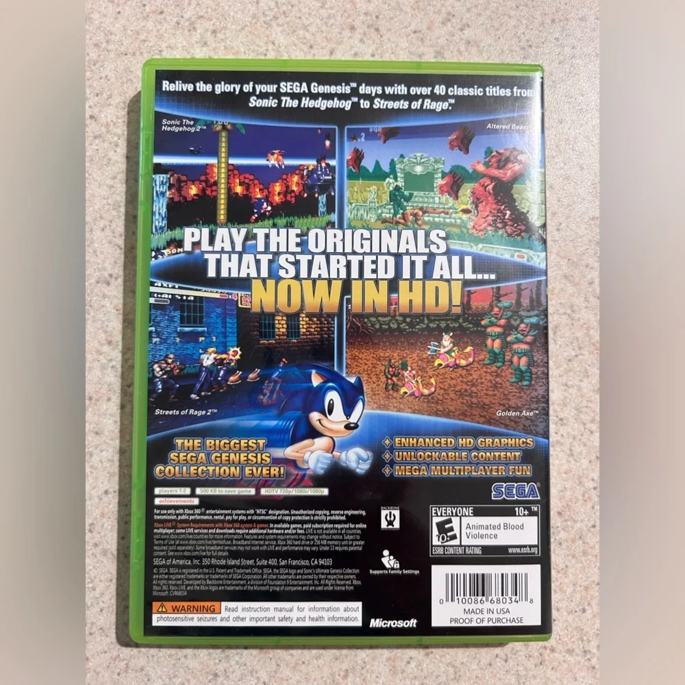 Sonic's Ultimate Genesis Collection - Green Case for Xbox 360